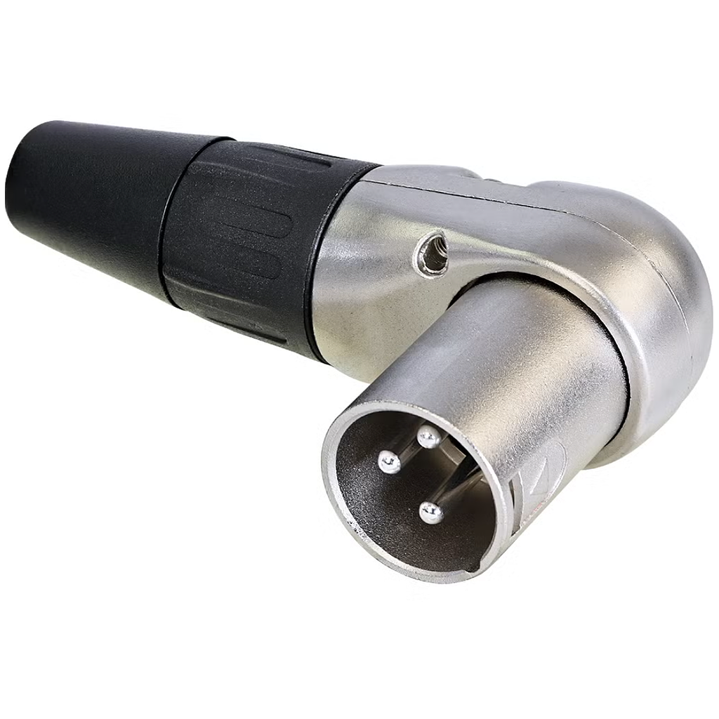 CONNETTORE XLR CANNON VOLANTE 3 POLI MASCHIO AD ANGOLO 90°