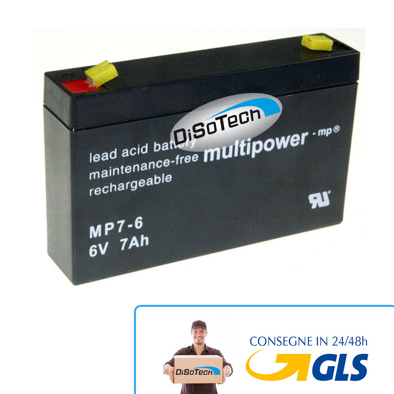 [MP7-6] Batteria al Piombo Multipower 6V 7Ah