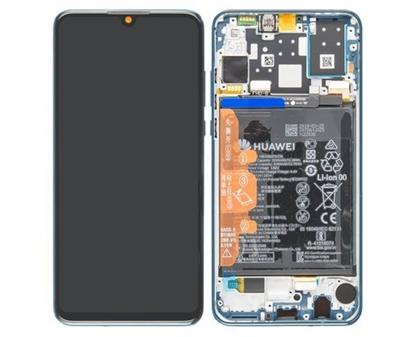 [02352RQA] Display Lcd completo di touch screen con frame e batteria Originale per Huawei P30 Lite MAR-LX1A - Blu