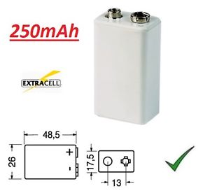 [30/00516] Batteria Pila 9V Ricaricabile 250mAh