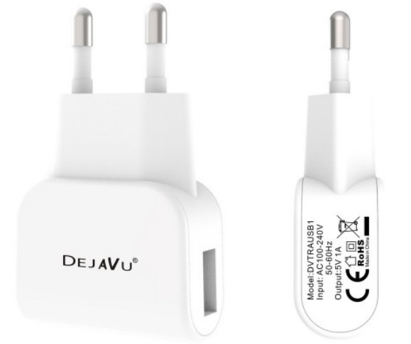 [15364] CARICATORE DA CASA 1USB DEJAVU 1A WHITE