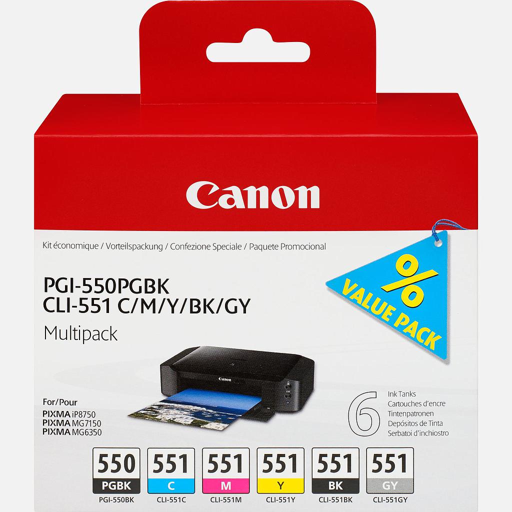 CARTUCCIA MULTIPACK (C/M/Y/BK/GY) PGI-550+CLI-551