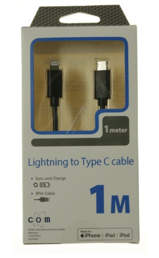 [DST-04187] CAVO DATI E RICARICA 1M DA LIGHTNING A USB-C CERTIFICATO MFI NERO
