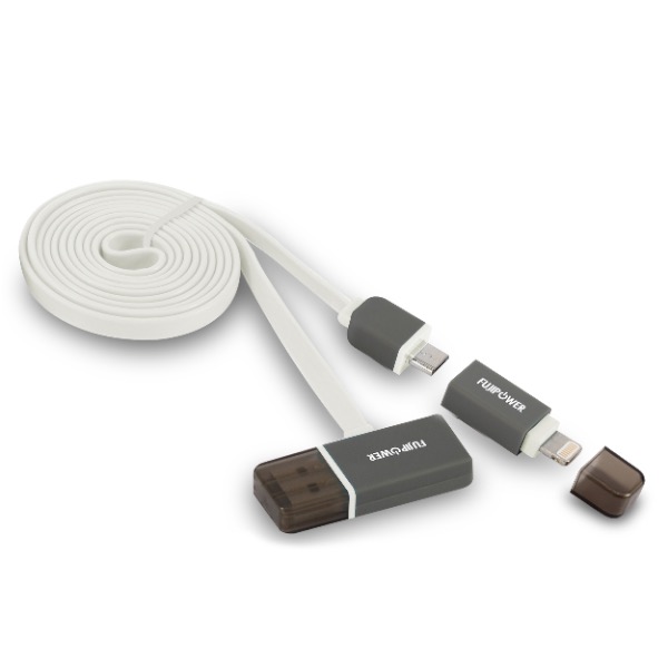 CAVO DI RICARICA MICRO USB/ LIGHTNING PIATTO BIANCO