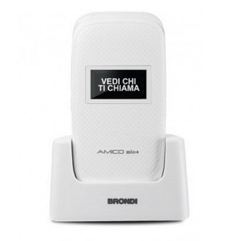 CELLULARE BRONDI SENIOR AMICO MIO+ DISPLAY 2,2" DUAL SIM TORCIA DISPLAY ESTERNO VIVAVOCE BASETTA INCLUSA WHITE