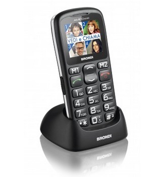 CELLULARE BRONDI SENIOR AMICO SICURO DISPLAY 1,8" BAR PHONE TORCIA FOTOCAMERA TASTO SOS BLACK