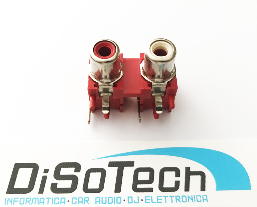 [2rca-pcb-or] Connettore 2 RCA PCB da pannello orizzontale