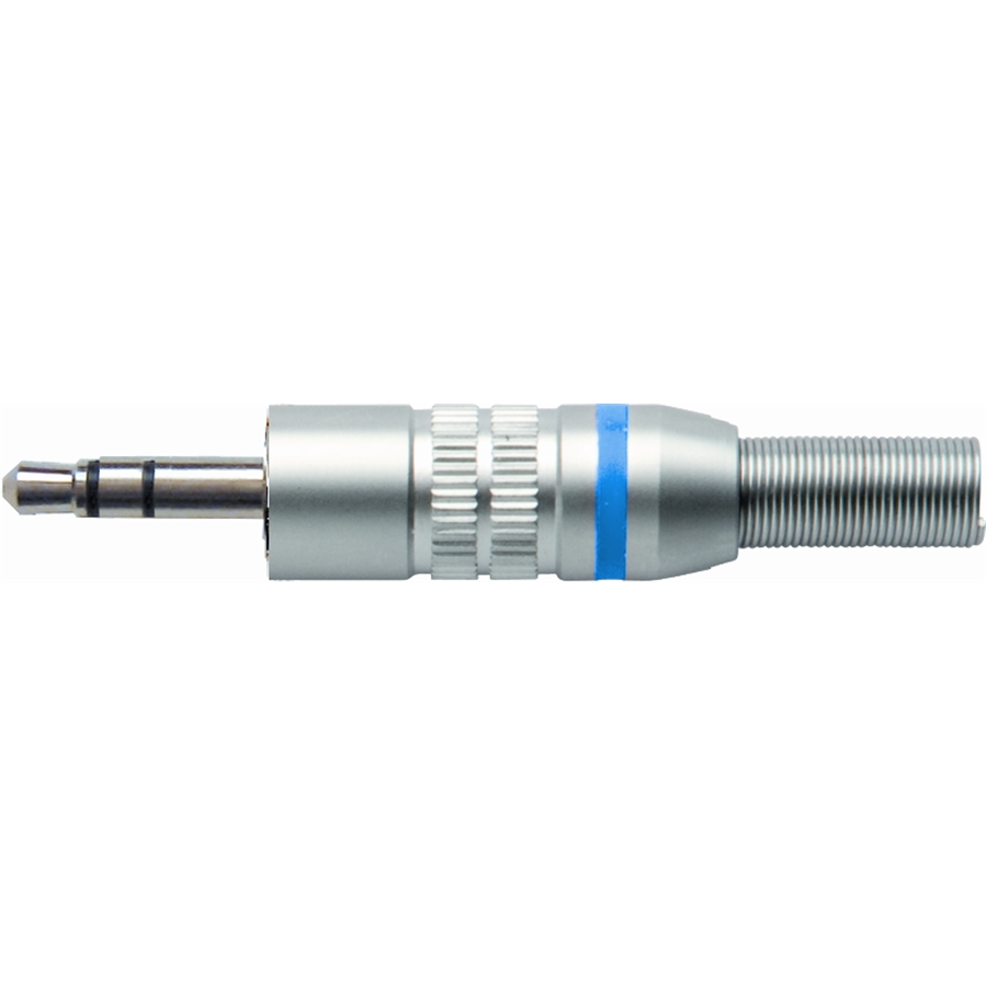 Connettore Jack stereo 3,5 mm in metallo satinato con molla, diametro interno 4,5mm