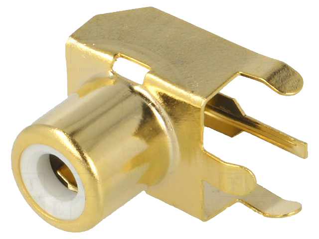 [DST-04562] Connettore presa RCA bianco pcb 90° Verticale dorato