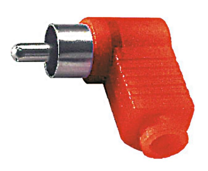 Connettore RCA 90° rosso in plastica
