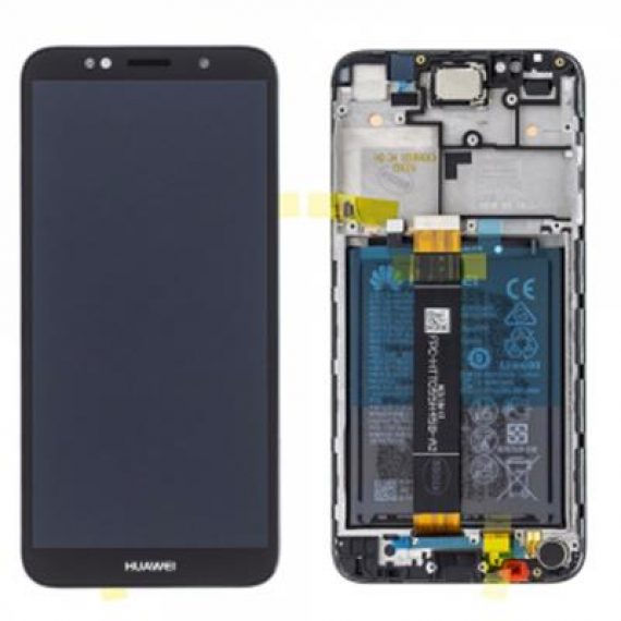 DISPLAY ORIGINALE HUAWEI PER Y5 2018 DRA-L01 NERO COMPLETO DI VERO TOUCH SCREEN, FRAME, BATTERIA, ALTOPARLANTE