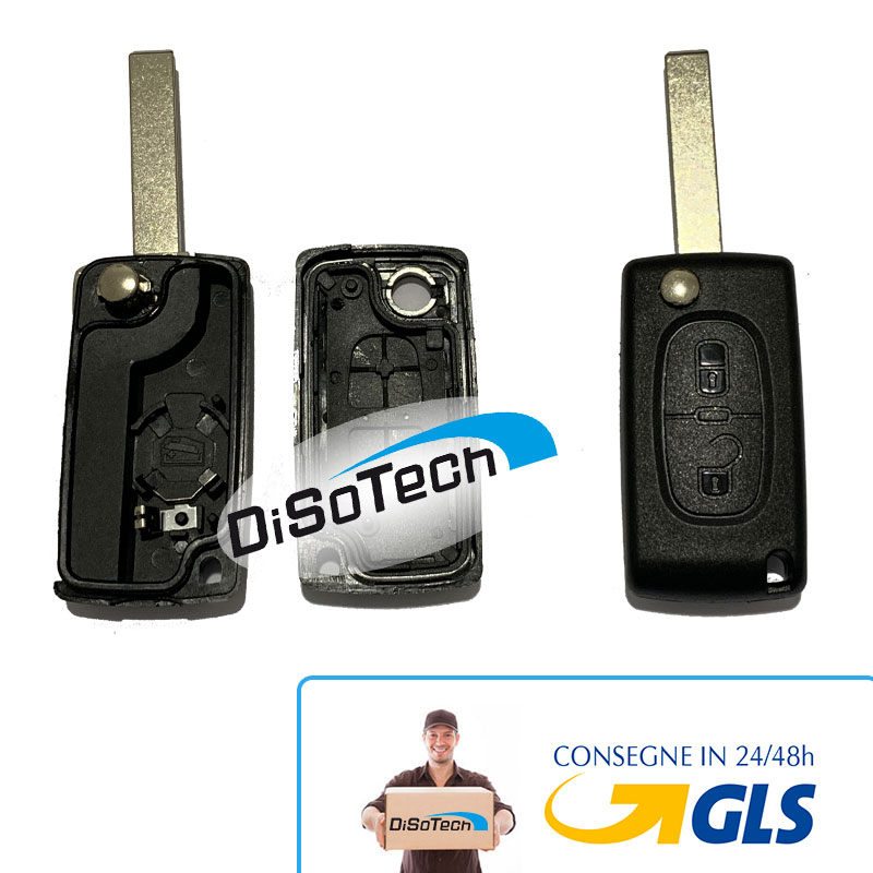 [CI-KS02] Guscio Ricambio per Chiave Citroen C2 C3 C4 C5 Picasso XSARA 2 Tasti con porta batteria