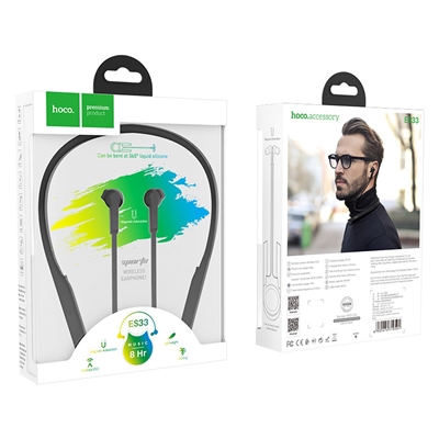 [HOCES33.BK] HOCO Auricolari Bluetooth Sport V5.0 (8h Music/Calls 200h Standby) - Black