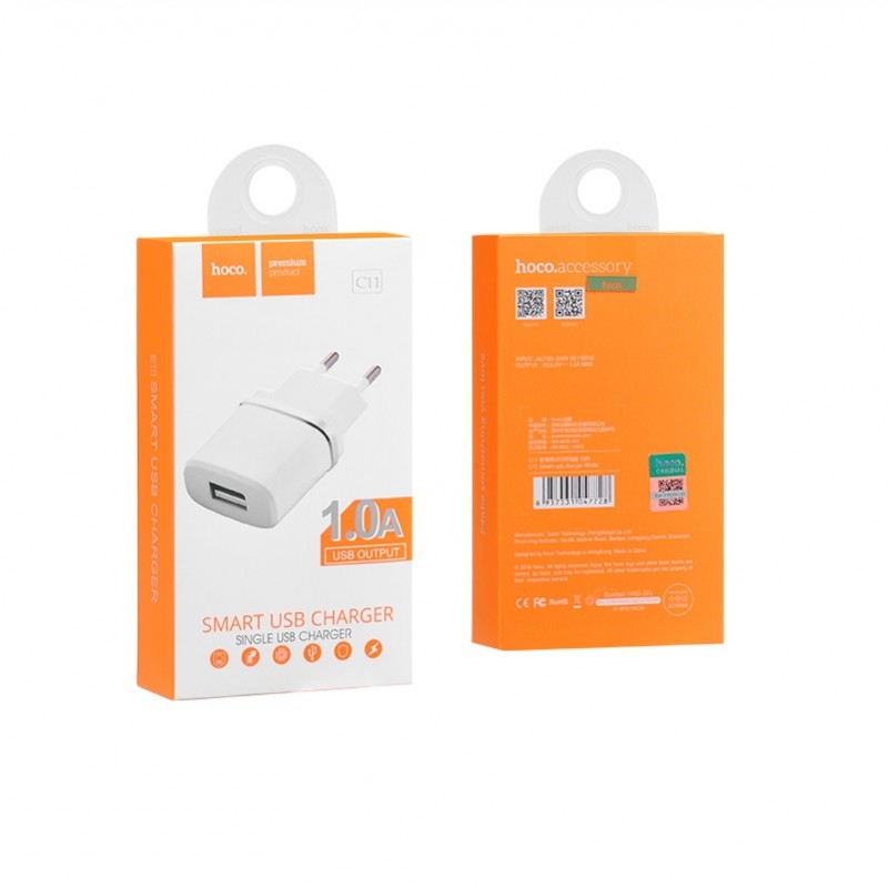 [C11.U] HOCO C11 Smart Caricatore 1 Porta USB 1A - Bianco