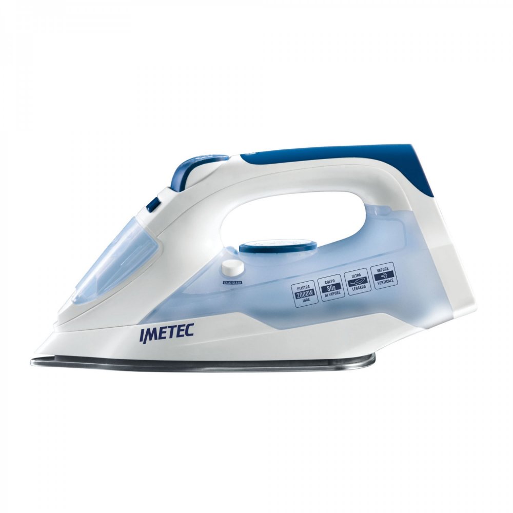 Imetec TITANOX K109 Ferro da stiro a secco e a vapore Acciaio inossidabile Blu, Bianco 2000 W