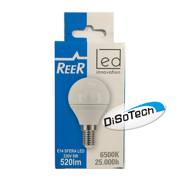 Lampada LED a sfera opale E14 220V 6W 6500K Bianco Freddo