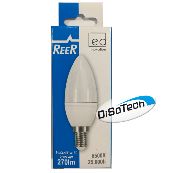Lampada LED candela opale E14 220V 4W 6500K Bianco freddo