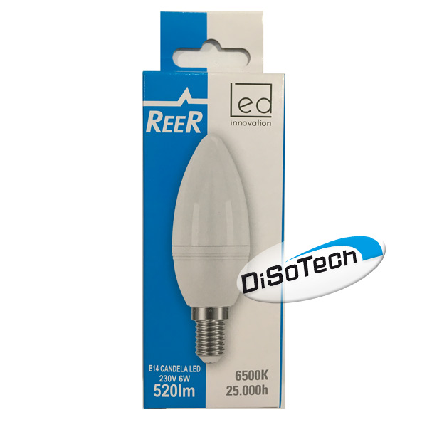 Lampada LED candela opale E14 220V 6W 6500K Bianco freddo