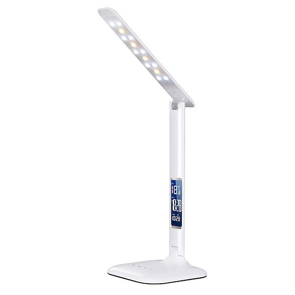 LAMPADA LED DA TAVOLO MULTIFUNZIONE CON ORARIO/SVEGLIA/CAL./TEMP