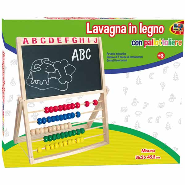 [RS068] Lavagna In Legno con Abaco e Pallottoliere da Trasporto