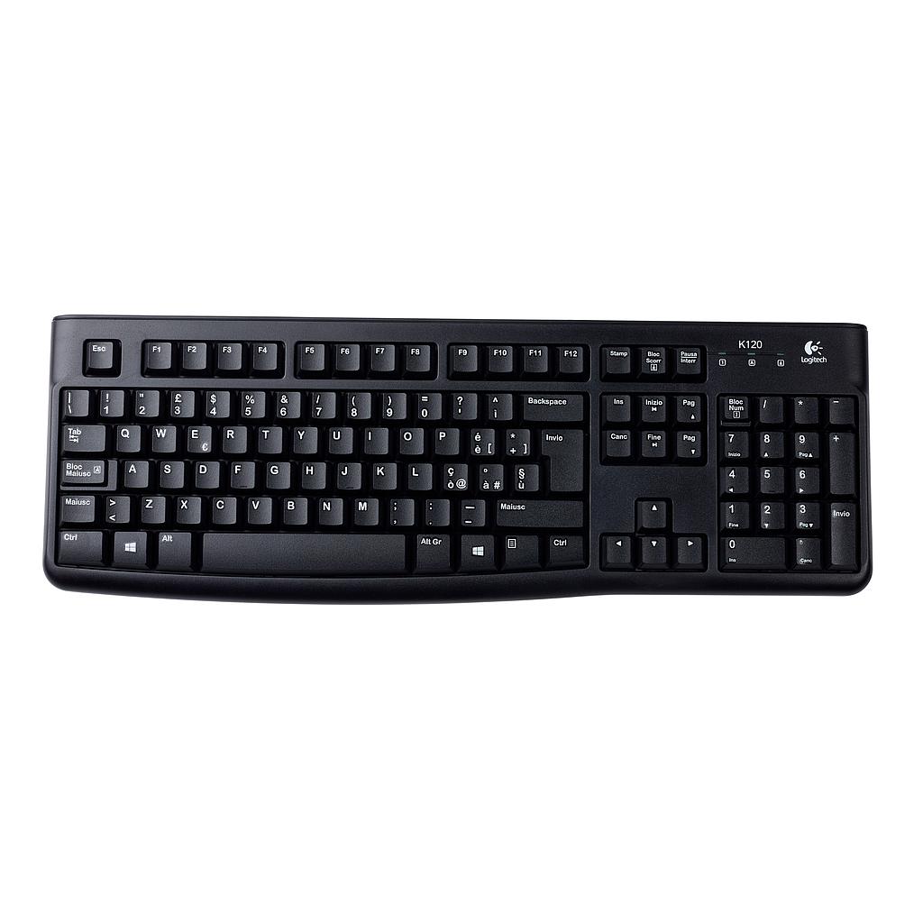 Logitech K120 Tastiera USB, Layout Italiano QWERTY, Nero