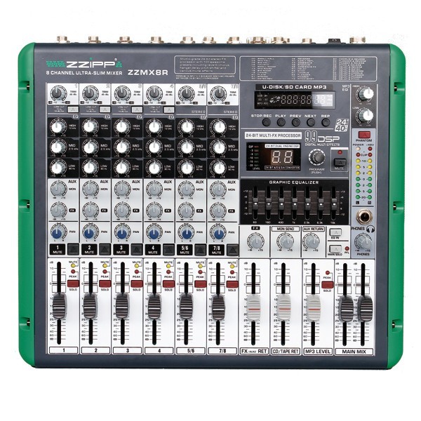MIXER 8 CANALI CON LETTORE MP3 E FUNZIONE DI REGISTRAZIONE