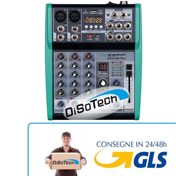 [ZZMXBTE4] Mixer Compatto 4 Canali DSP con Bluetooth ZZIPP