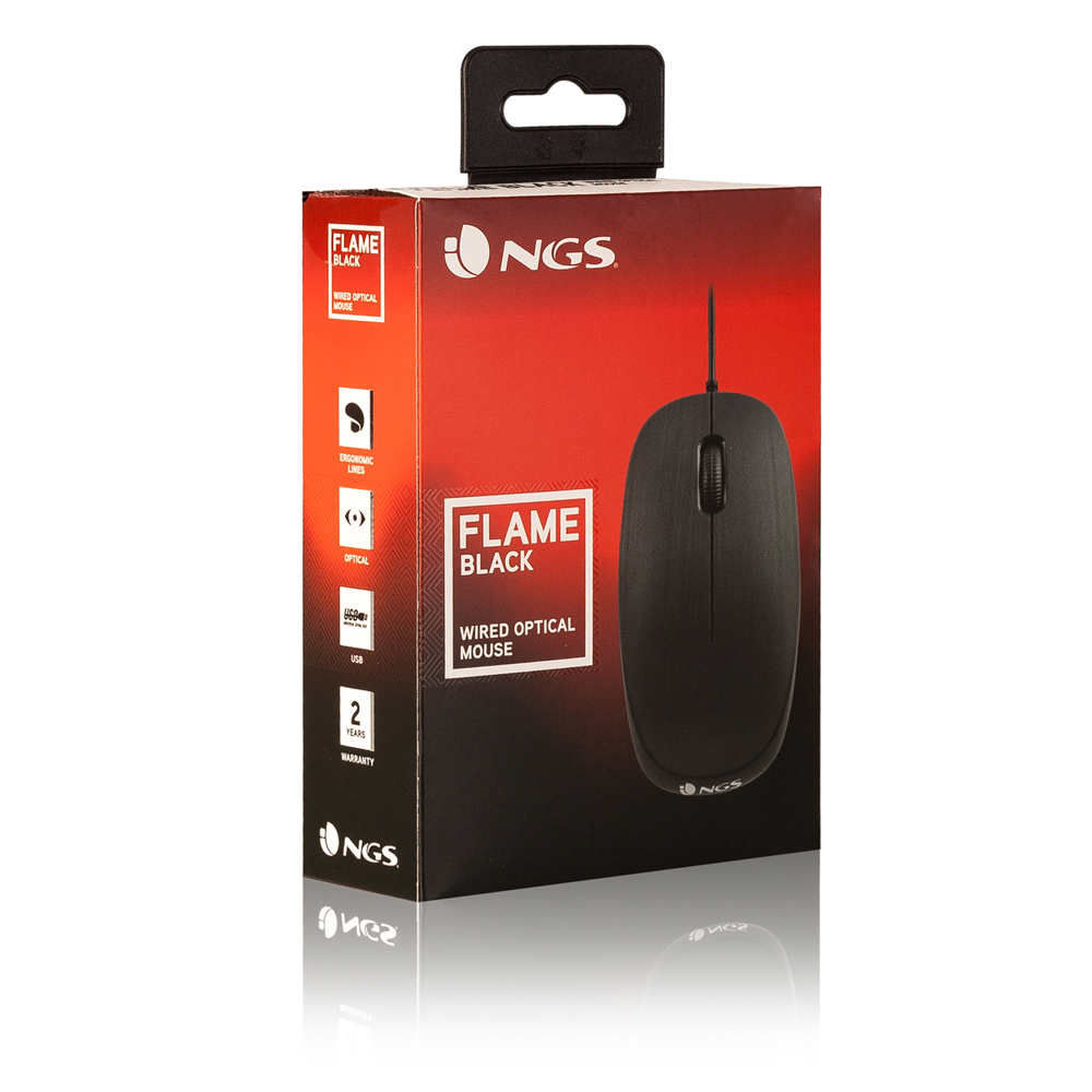 Mouse Ottico NGS 1000DPI con cavo USB 3 tasti - Nero
