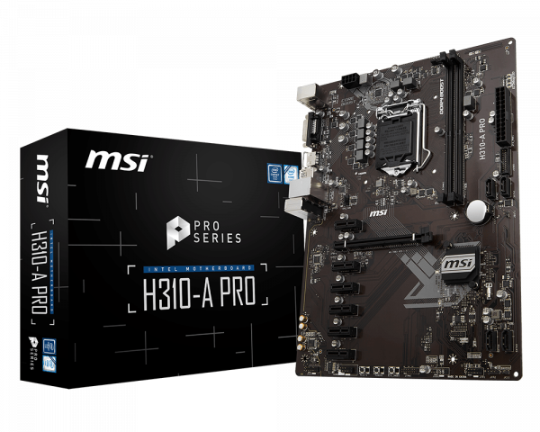 [H310-A PRO] MSI MB H310-A PRO ATX LGA1151 8TH GEN DDR4 PCI-EX1/16 SATA3 USB3.0 PRO SERIES