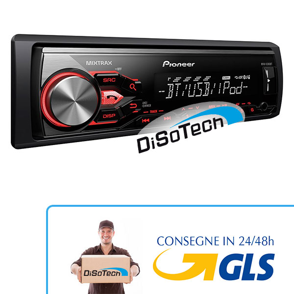 Pioneer MVH-X380BT Autoradio, USB, con Bluetooth, Compatibilità AOA 2.0 e Apple, Nero