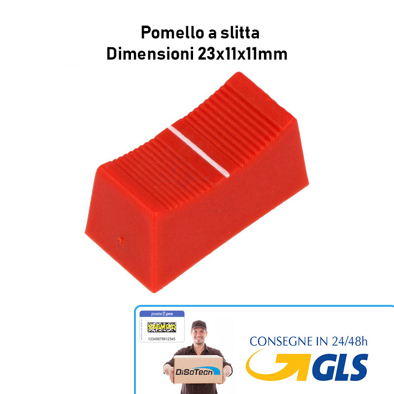 Pomello Manopola a Slitta Rosso 23x11x11mm