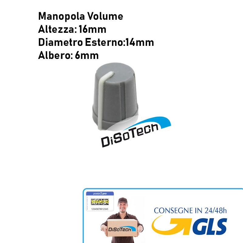 Pomello Manopola Volume Grigio rigo Bianco A16mm D14mm