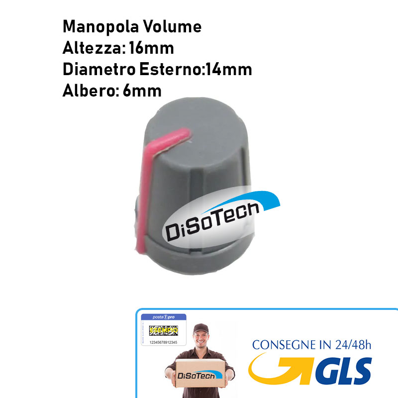 [DST-02542] Pomello Manopola Volume Grigio rigo Rosso A16mm D14mm