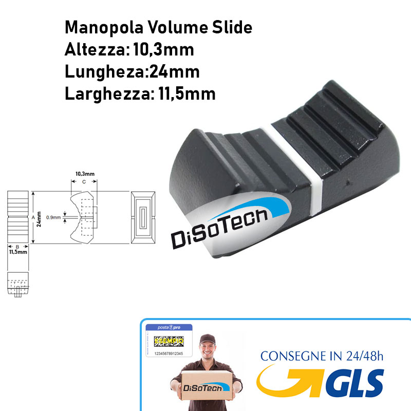 [DST-02540] Pomello Manopola Volume Slide 24x11.5x10.5 Nero