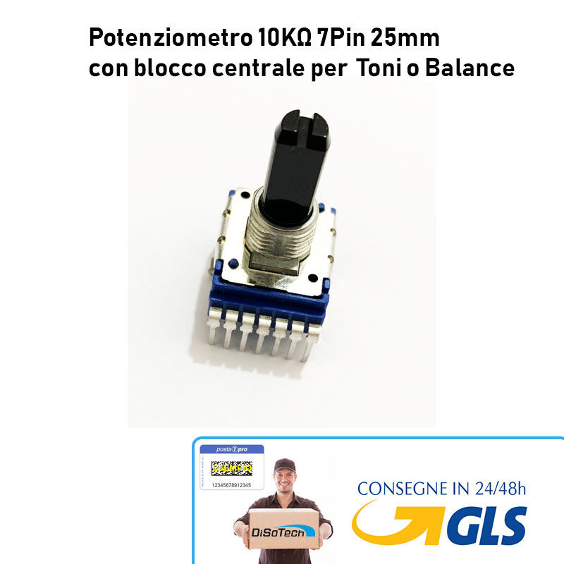 [DST-02533] Potenziometro ALPS Lineare B10K 7Pin 25mm con blocco centrale