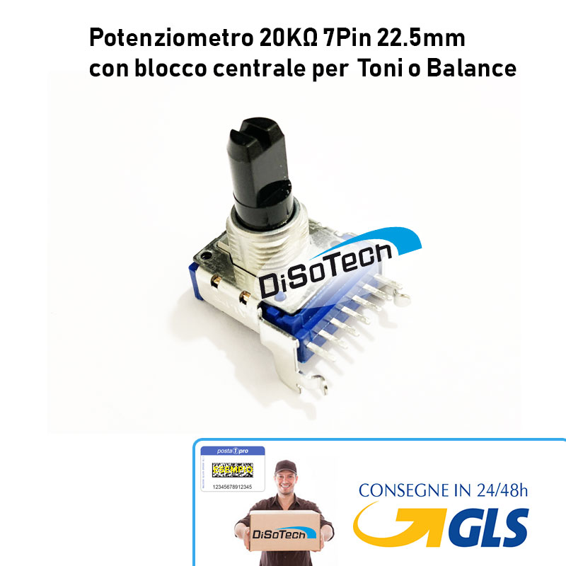 [DST-02535] Potenziometro ALPS Lineare B20K 203B 7Pin 22.5mm con blocco centrale