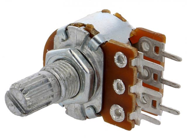 [DST-02275] Potenziometro Assiale Lineare 100K Doppio albero 15mm