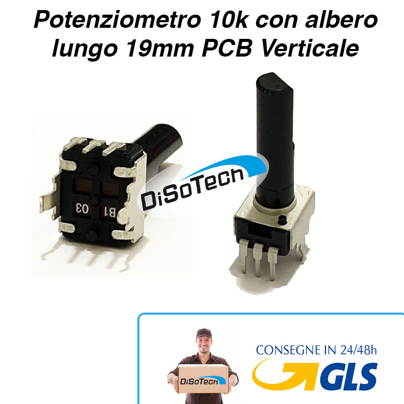 [DST-00532] Potenziometro Lineare 10k con albero lungo 19mm PCB Verticale RCF FBT MONTARBO B103