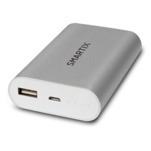 POWER BANK SMARTIX CON BATTERIA SAMSUNG 7800MAH/2A ARGENTO