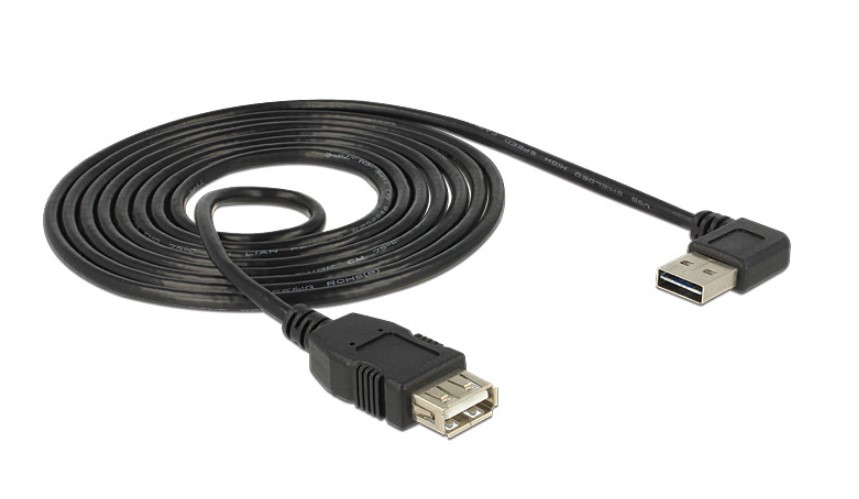 Prolunga USB 1mt A/B con connettore 90° Nera