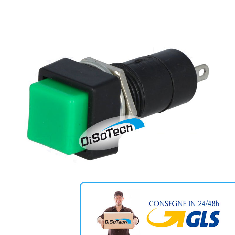 [PS-06GN-MONO] Pulsante verde NO 3A/125V Ø12mm