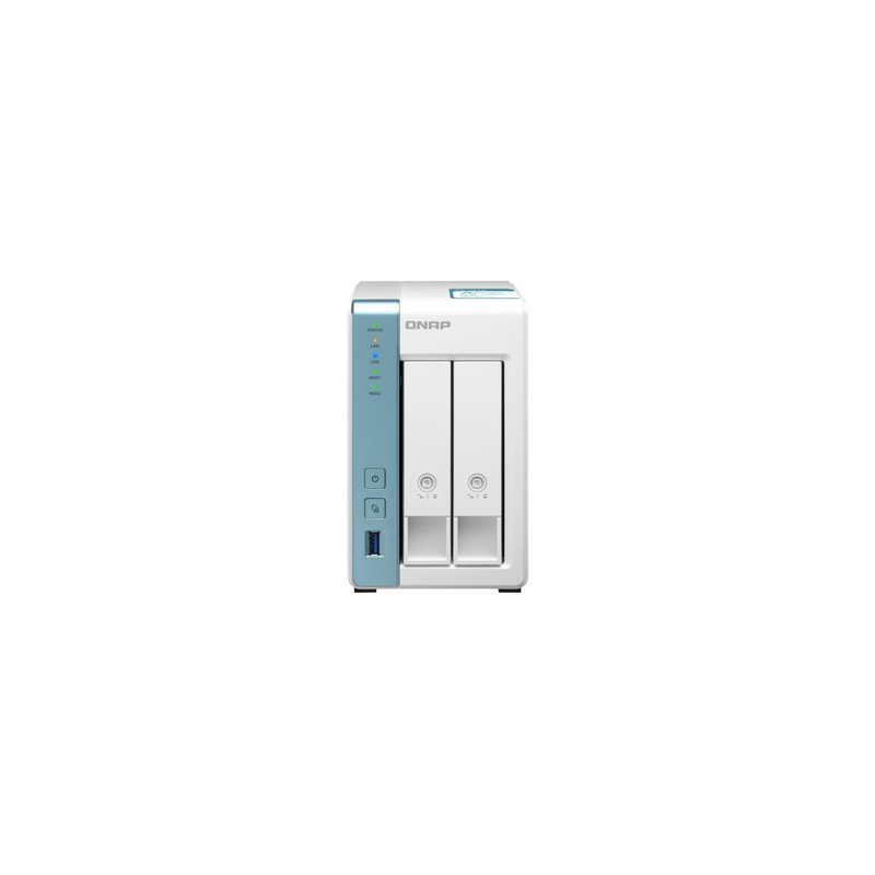 QNAP NAS TOWER 2BAY 2.5"/3.5" SSD/HDD SATA, AL214 4CORE 1.7GHz, 1GB DDR4, 2xGbE LAN, 3xUSB 3.0, WITH KEY LOCK