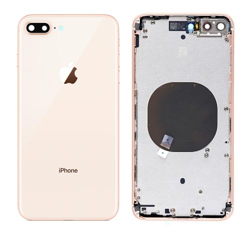 Scocca posteriore back cover in vetro completa di frame per iPhone 8 Plus - Gold