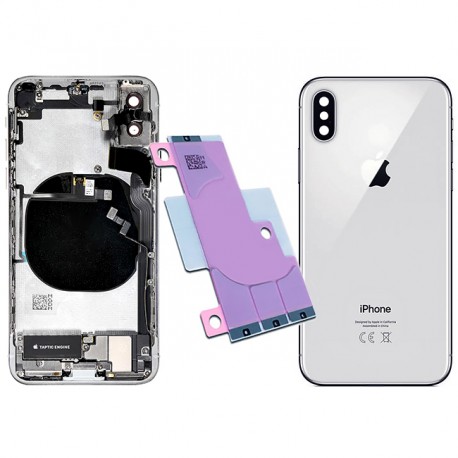 Scocca posteriore back cover in vetro completa di frame per iPhone X - Silver