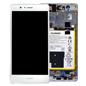 [02350SLF] DISPLAY LCD + TOUCH + FRAME + BATTERIA PER HUAWEI P9 LITE  BIANCO - H759114 ORIGINALE