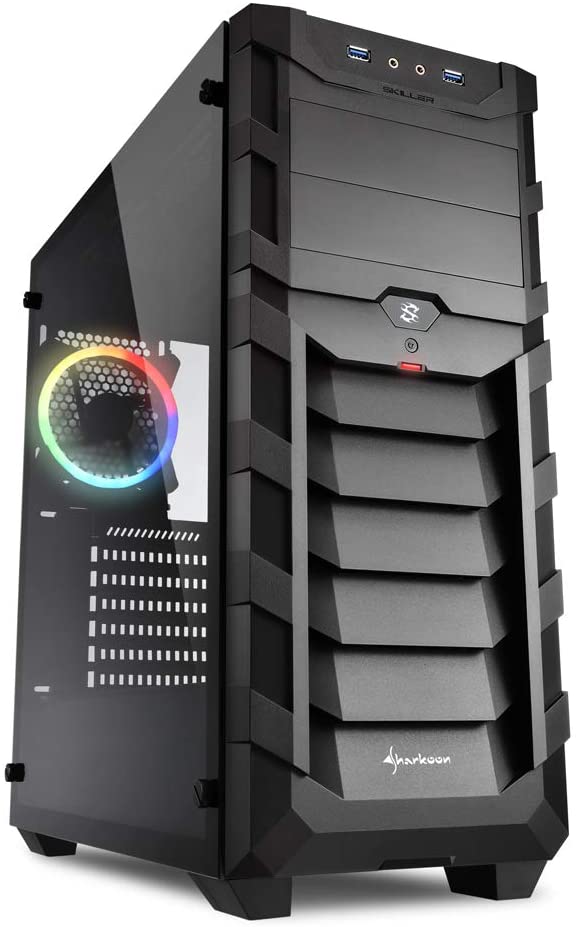 SHARKOON CASE ATX SKILLER SGC1 RGB, 7 SLOT, 2XUSB3, 1X120MM FRONT, 1X120MM RGB REAR, WINDOW, RGB, BLACK