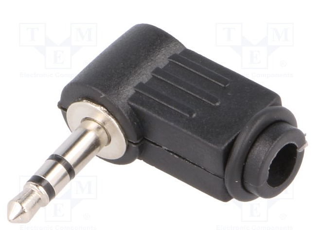 Spina Jack 3,5mm 90° in plastica nera