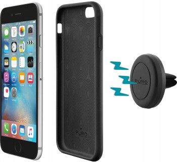 [15803] SUPPORTO DA AUTO MAGNETICO + CUSTODIA CON PIASTRA METALLICA PER IPHONE 6/6S