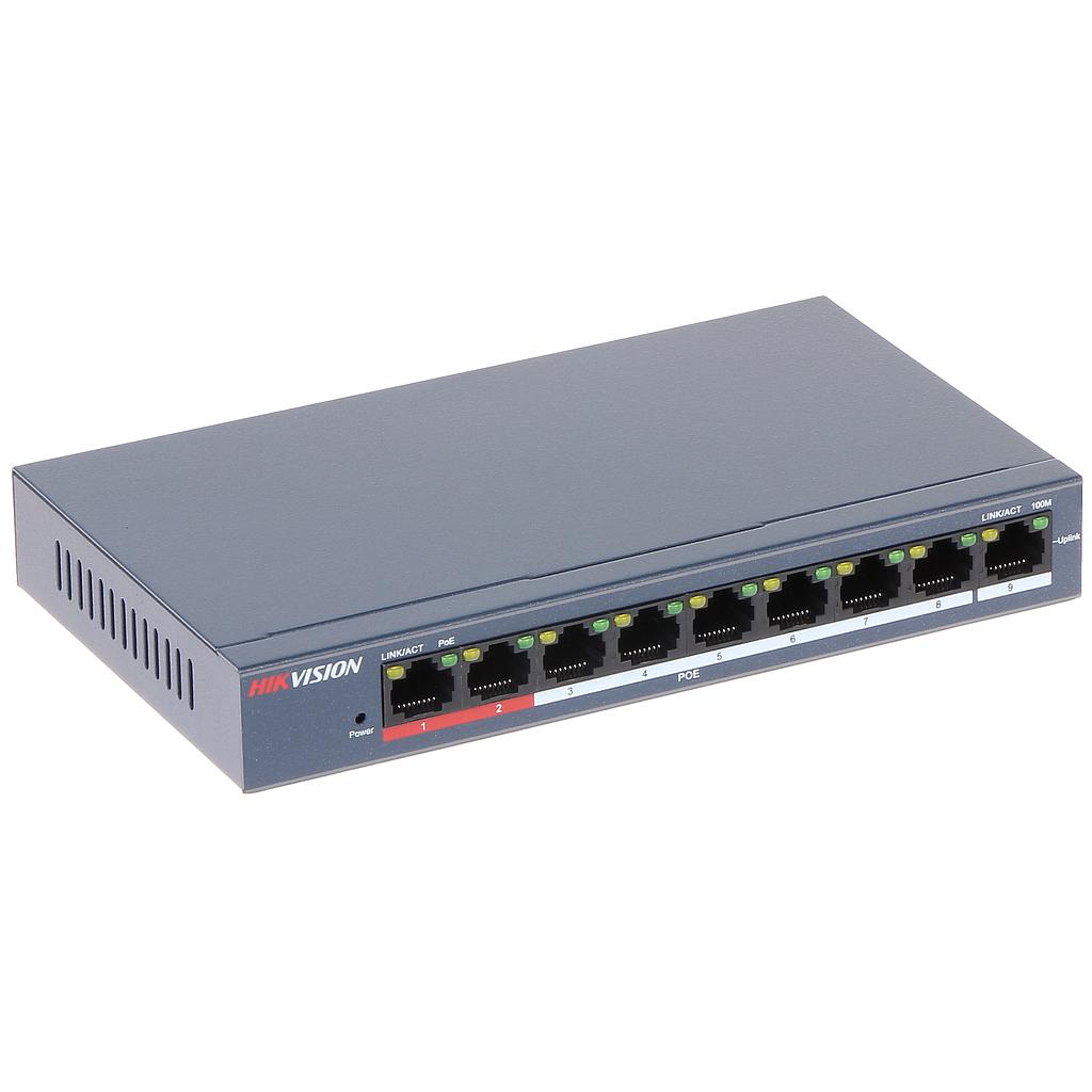 Switch Poe 8 porte POE + 1 Link LAN HikVision 10/100M