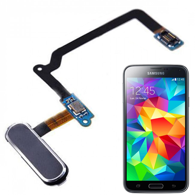 TASTO HOME CENTRALE CON FLAT FLEX PER SAMSUNG GALAXY S5 G900 i9600 NERO BLACK